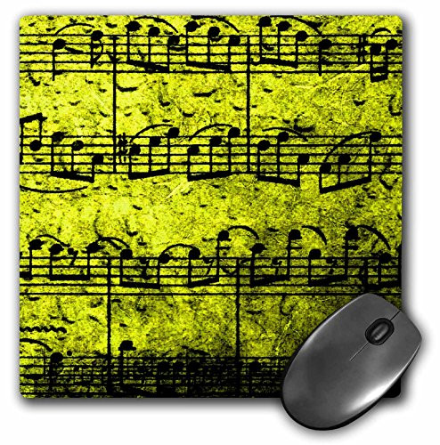 3dRose LLC 8 x 8 x 0.25 Inches Musical Interlude in Yellow Mouse Pad (mp_5883_1)
