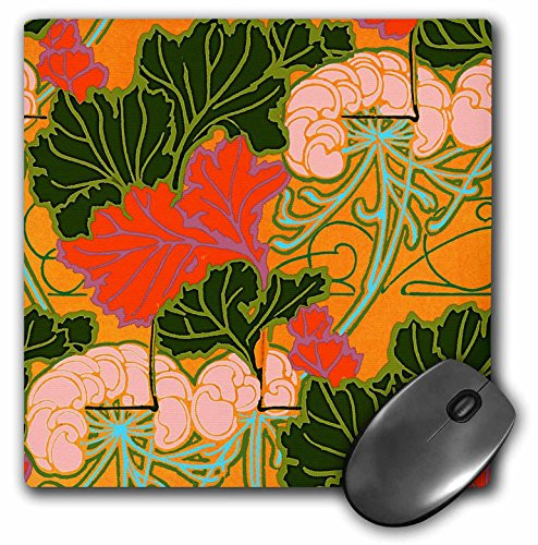 3dRose LLC 8 x 8 x 0.25 Inches Mouse Pad, Orange and Green Garden (mp_11167_1)