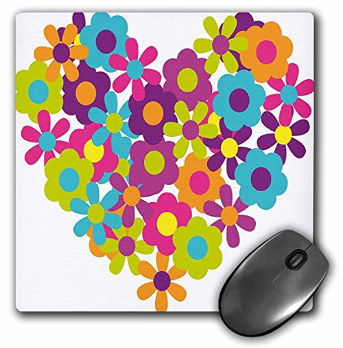 3Drose LLC 8 X 8 X 0.25 Inches Mouse Pad, Blue, Purple, Orange, and Green Flowers Shaped Into a Heart (Mp_124580_1) 3Drose LLC 8 X 8 X 0.25 Inches Mouse Pad, Blue, Purple, Orange, and Green Flowers Shaped Into a Heart (Mp_124580_1)