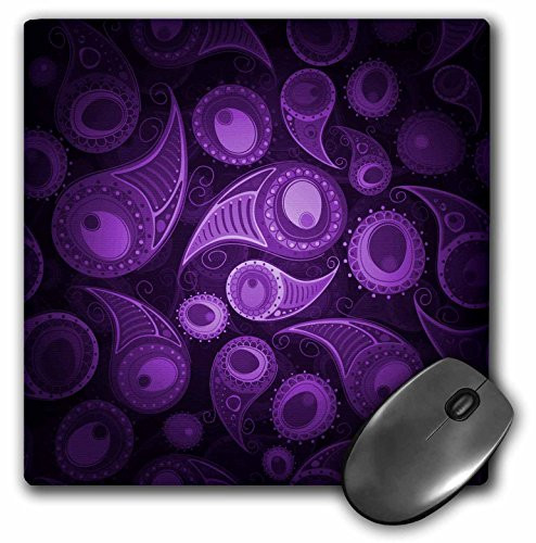 3dRose LLC 8 x 8 x 0.25 Inches Purple Glowing Paisley Pattern Mouse Pad (mp_152847_1)