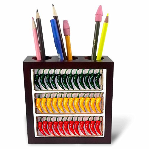 3dRose ph_1042_1 Chili Pepper Tile Pen Holder, 5-Inch