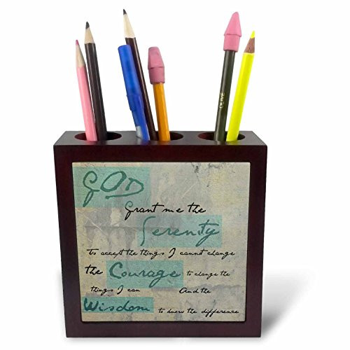 3dRose LLC Serenity Prayer Inspirational Spiritual 5-Inch Tile Pen Holder