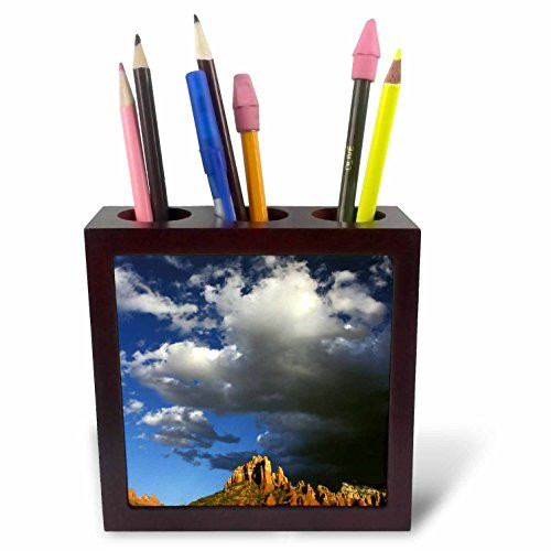3dRose ph_88035_1 Arizona, Sedona. Red Rocks with Clouds - US03 MPE0007 - Marilyn Parver - Tile Pen Holder, 5-Inch
