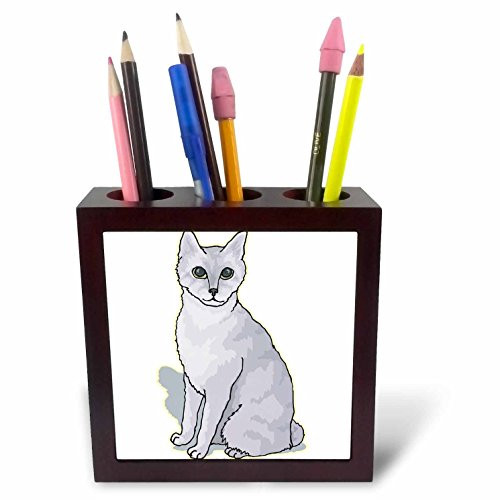 3dRose ph_150902_1 Sitting Gray Kitty-Tile Pen Holder, 5-Inch