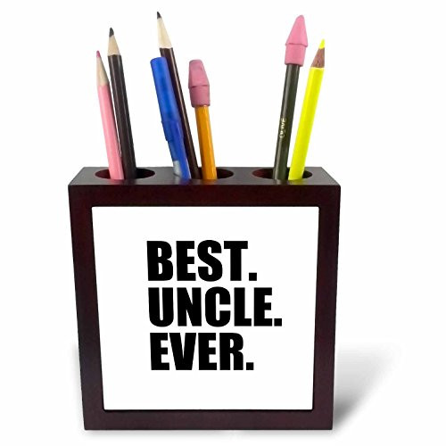 3dRose ph_151546_1 Best Uncle Ever for Relatives and Honorary Uncles and Great Uncles Black Text Tile Pen Holder, 5-Inch