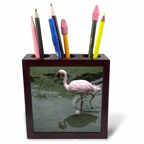 3dRose ph_156334_1 Pink Flamingo Tile Pen Holder, 5-Inch