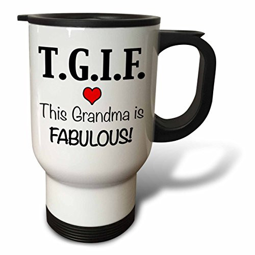 3dRose Tgif This Grandma is Fabulous, Red - Travel Mug, 14oz, Stainless Steel (tm_202946_1)