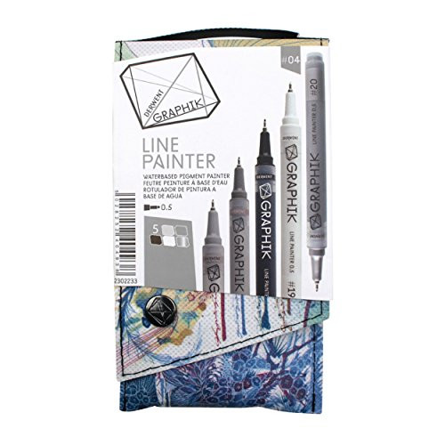 Derwent Graphite Pens, Graphik Line Painter Colored Pens, Palette No.4, 5 Pack (2302233)