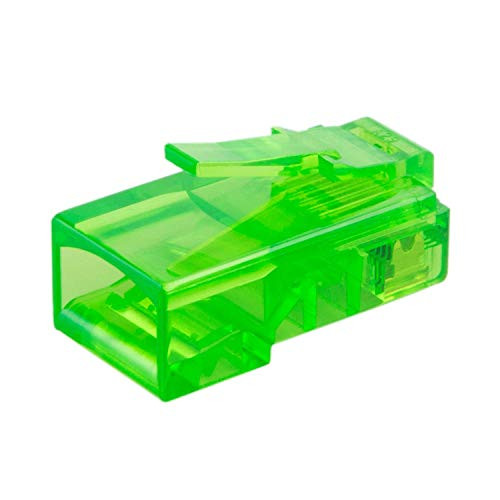 RJ45 Crimp Connectors(50-Pack), CableCreation Cat 5e Modular Connector Ends Ethernet Network LAN Cable Plug 8P8C UTP Compatible Solid Wire and Standard Cable, Transparent Green