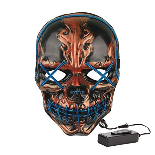 Halloween Evil Horror Scary Skull LED Light Up Mask (Blue)