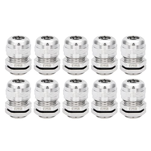 uxcell Cable Gland M14 Metal Waterproof Cable Glands Joints Adjustable Connector for 4-8mm Dia Cable, Pack of 10