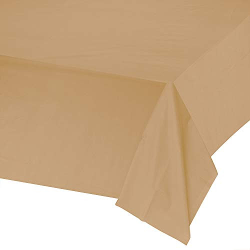 StarMar Plastic Tablecloths for Rectangle Tables,- 6 Pack - Party Table Cloths Disposable, Solid Gold, Rectangular Table Covers, for Parties Thanksgiving Christmas Wedding, Anniversary,- 54" x 108"