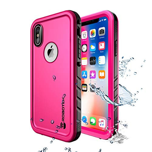 Robotek Impervius iPhone X/XS Waterproof Case | Underwater Full Sealed Cover | Snowproof Shockproof Dirtproof | IP68 Certified with Built-in Screen Protector (Pink)