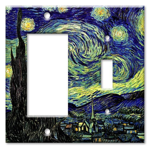 Van Gogh: Starry Night Wall Plate - Double Gang Combo - Decora/Toggle