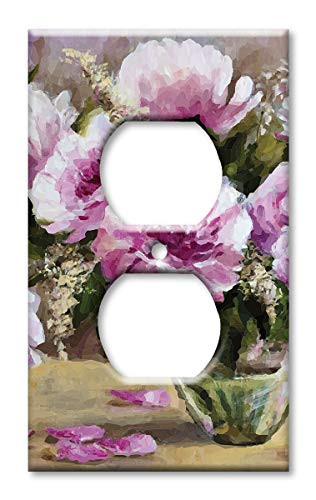 Art Plates Brand Electrical Outlet Cover Wall/Switch Plate - Purple Flowers in a Vase