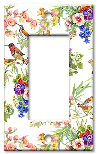 Art Plates Brand Single Gang Rocker (Decora) Switch/Wall Plate - Watercolor Birds