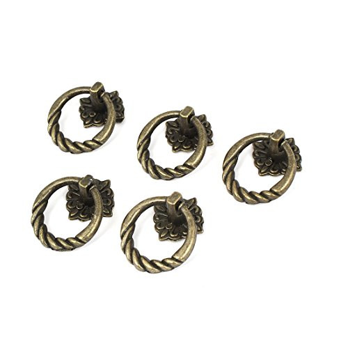 uxcell Drawer Door Vintage Style Metal Pull Handle Ring Bronze Tone 5pcs