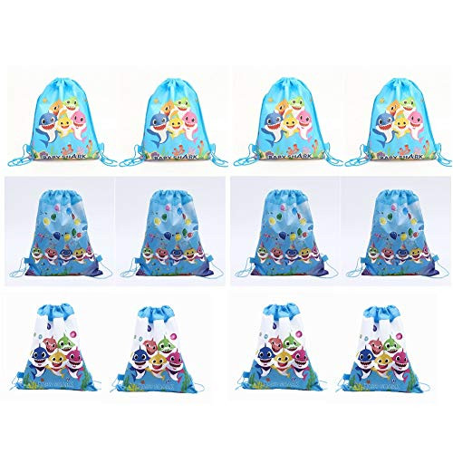 CheeseandU 12Pack Baby Shark Party Favor Bags for Kids 3Designs Cute Baby Shark Gift Bags Drawstring Backpack for Kids Birthday Party Supplies Shark Themed Party Baby Shower Favors,Blue CheeseandU 12Pack Baby Shark Party Favor Bags for Kids 3Designs Cute Baby Shark Gift Bags Drawstring Backpack for Kids Birthday Party Supplies Shark Themed Party Baby Shower Favors,Blue