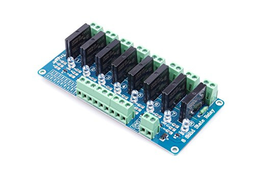 KNACRO 8 Channel high-Level Solid State Relay modules Blue Board DC 5V Solid State relays 240VAC/2A Output with resistive Fuse 240V / 2A 50/60Hz high-Level Trigger (DC 05V)