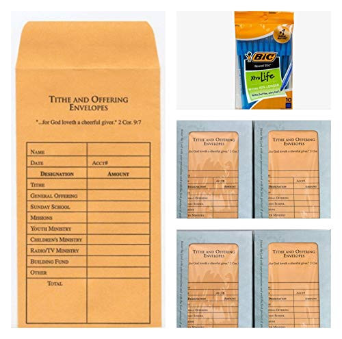 Tithe and Offering Envelopes: Package of (500) + 10 Pens