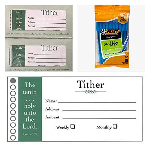 Tithe and Offering Envelopes for Church - Donations -Tither (Package of 500) + 10 Pens
