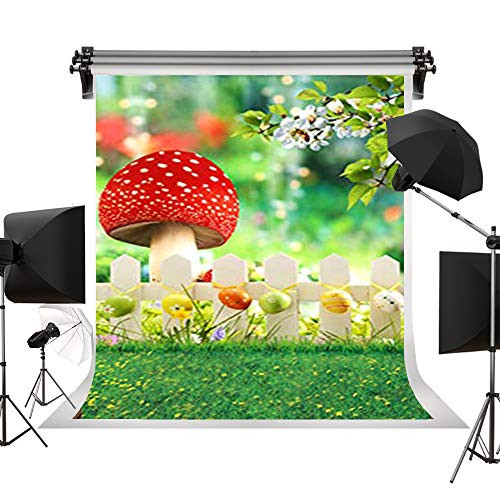 Kate 5x7ft/1.5m(W) x2.2m(H) Natural Scenery Backdrop Mushroom Background Easter Eggs Background Children Photography Studio Prop