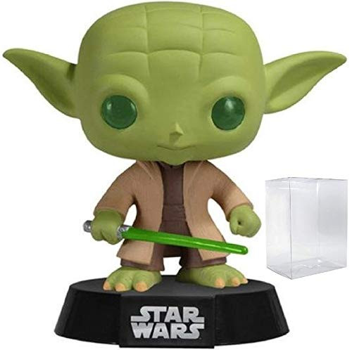 Funko Pop! Star Wars: Master Jedi Yoda with Lightsaber #02 Vinyl Bobble-Head Figure (Bundled with Pop Box Protector Case)