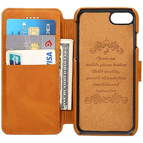 Wallet Case Compatible iPhone 6 Plus/iPhone 6s Plus, Flip Premium PU Leather Cover Card Slot Holder with Kickstand for iPhone 6+ / iPhone 6s+ 5.5 inch Yellow