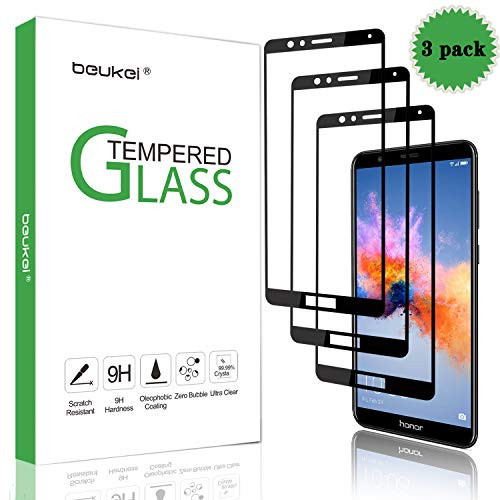 (3 Pack) Beukei for Huawei Mate SE/Honor 7X Screen Protector Tempered Glass,Glass with 9H Hardness,for Huawei Honor 7X / Mate SE,with Lifetime Replacement Warranty