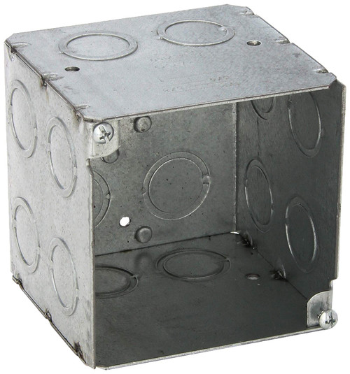 Hubbell-Raco 256 Welded 3-1/2-Inch Deep Square Electrical Box with (12) Concentric Knockouts, 3-3/4-Inch