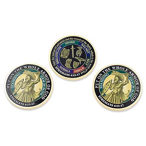 WIZARDPINS Put On The Whole Armor of God EPH 6:13-17 Dimensionally Printed Challenge Coin (3 Coins)