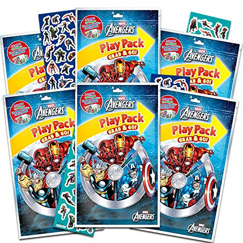 Marvel Avengers Party Favors Pack ~ Bundle of 6 Avengers Play Packs with Stickers, Coloring Books, and Crayons with Bonus Stickers (Avengers Party Supplies)