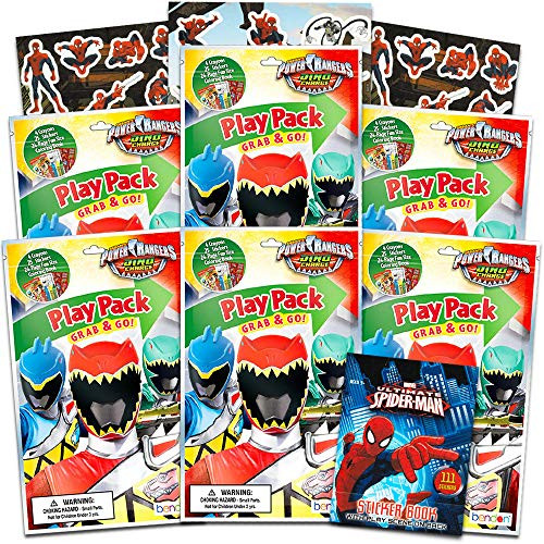 Power Rangers Dino Charge Party Favors Pack ~ Bundle of 6 Power Rangers Dino Charge Play Packs Filled with Stickers, Coloring Books with Superhero Stickers (Power Rangers Party Supplies)