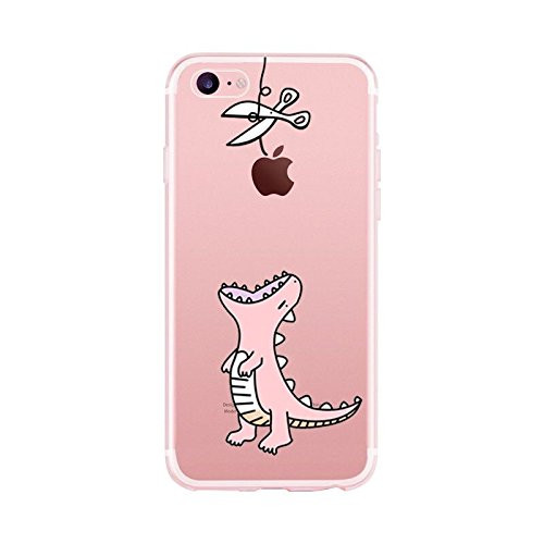 iPhone 8 Plus Case/iPhone 7 Plus Case(5.5inch),Blingy's New Creative Design Animal Transparent Clear Soft TPU Protective Case for iPhone 8 Plus/iPhone 7 Plus (Pink Dinosaur)