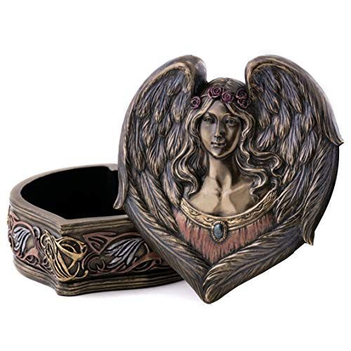 Top Collection Heart of The Angel Collectible Keepsake Jewelry Box - Trinket Box in Premium Cold Cast Bronze- 5-Inch Long Sculpture for The Angel in Your Life!