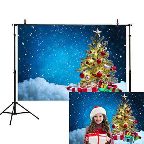 Allenjoy 7x5ft Christmas Photography Backdrop Winter Snow Xmas Tree Blue Sky Snowflake Gift Bokeh Kids Children's Party Background Decoration Photo Studio Props