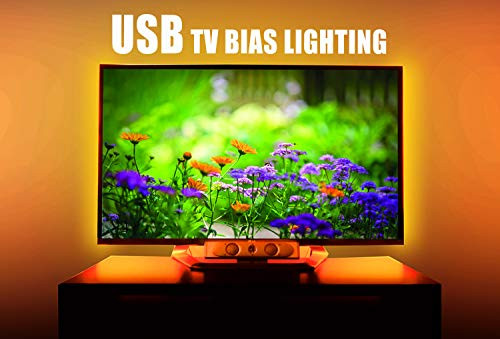 Upgrade LED Strip Lights 6.56ft for 32-65in TV USB LED TV Bias Backlight Accent LED Tape Light Strips for HDTV Warm White USB LED Lighting Strip For Flat Screen TV LCD|Desktop Monitors| Kitchen Cabin