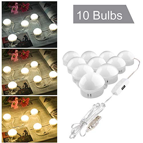 WAYTRIM Vanity Mirror Lights Kit, Hollywood Style Lighting Fixture Strip with 10 Dimmable LED Light Bulbs, Perfect for Makeup Vanity Table Set in Dressing Room and Bedroom
