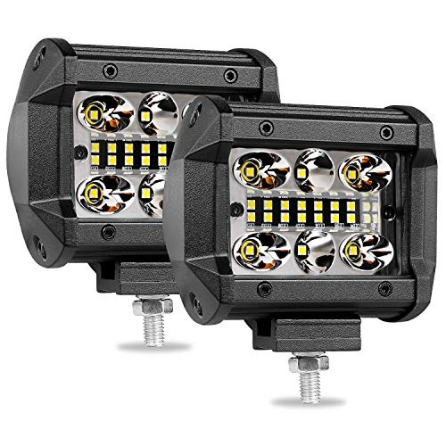 LED Pods Light, Wayup 2Pcs 4 Inch 120W LED Cubes Lights Spot Flood Combo Quad Row Light Bar Off Road LED Driving Lights for Truck Tractor Jeep ATV UTV 4x4 Boat Motorcycle, 2 Years Warranty