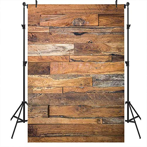 Mocsicka Brown Wood Backdrop Wooden Wall Photography Background 5x7ft Vintage Wood Photography Studio Props Photo Booth Banner Decoration