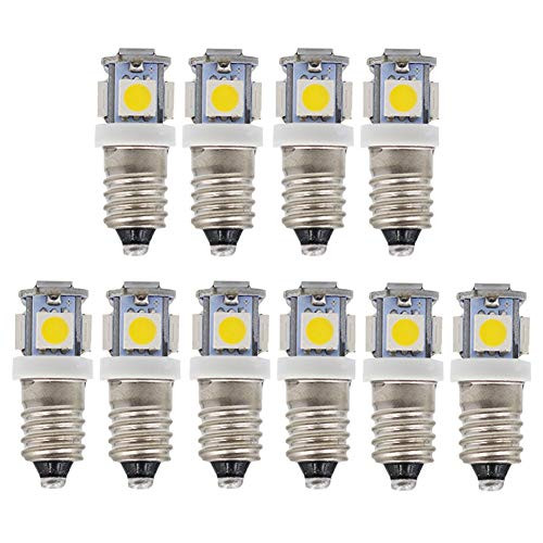 GutReise 10pcs E10 24V Cold White LED Bulbs Light Lamps 5SMD 0.5W 50LM (Cold White, 24V)