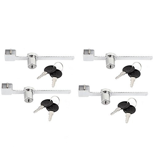 BTMB Drawer Display Case Showcase Sliding Glass Door Ratchet Lock 4Pcs w 8 Keys (Keyed Alike)