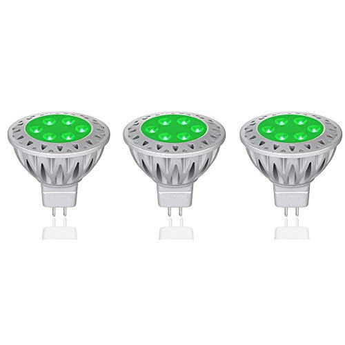 Makergroup MR16 Green LED Bulbs 12VAC/DC Low Voltage Lighting Gu5.3 Bi-pin LED Lamps Spotlights 35-50W Halogen Replacement for Indoor and Outdoor Landscape Decoration Lighting 3-Pack