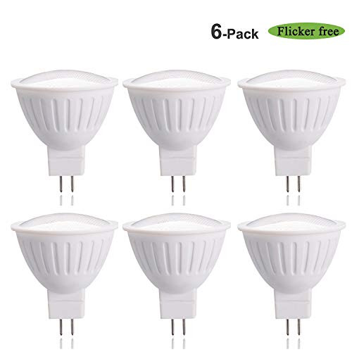 6-Pack MR16 Daylight LED Light Bulb GU5.3 Base 7W Halogen MR16 50W to 70W Equivalent 5000K CRI85+ 120° Beam Angle Not-Dimmable 12Volt 700Lm for Landscape Recessed Accent Track Lighting 6 Pack