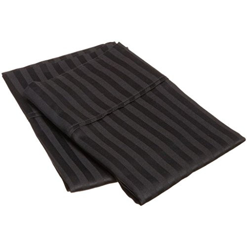 Superior Combed Cotton 300 Thread Count Pillowcase Pair Stripe, Black, King
