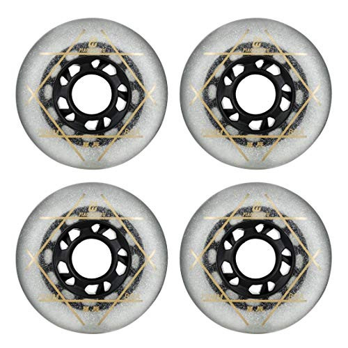 SzBlaZe 88A PU Wear Resist Sliding FSK Inline Roller Skate Replacement Wheels Without Bearings (Pack of 4) 72mm 76mm 80mm For Inline Skate Wave Board Caster Board Street Surf(White, 76mm)