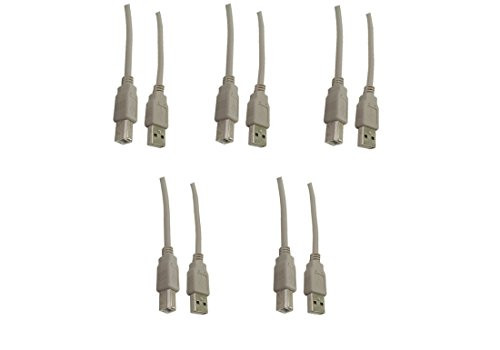 USB 2.0 Printer/Device Cable, Type A Male to Type B Male, 6 foot - 5 Pack