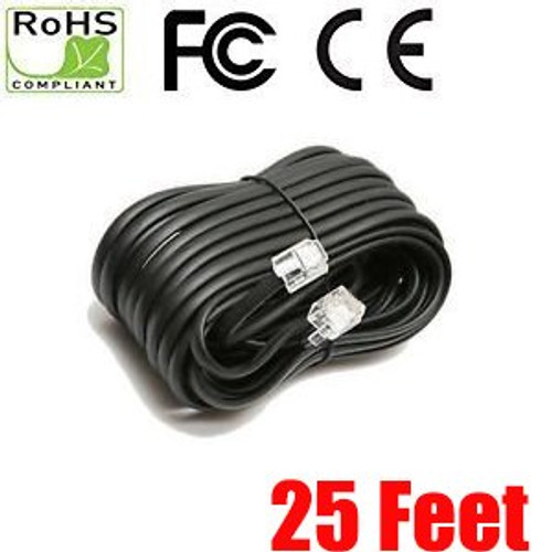 iMBAPrice 25 Feet RJ11 Telephone Extension Cord Phone Cable Line Wire - Black