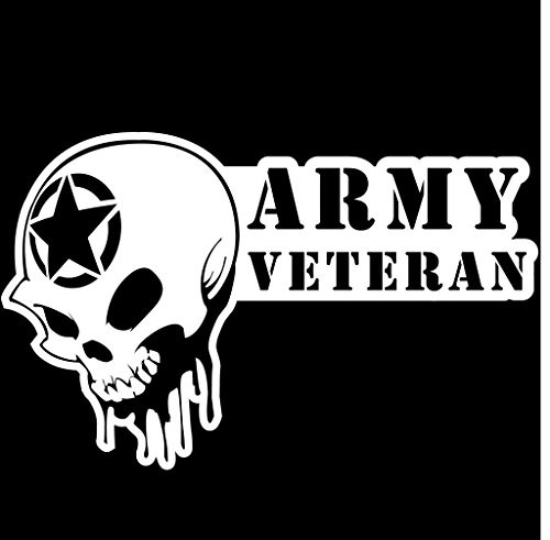 Army Veteran Skull Vinyl Decal Sticker | Cars Trucks Vans Walls Laptops Cups | White | 5.5 X 3.5 Inch | KCD1705
