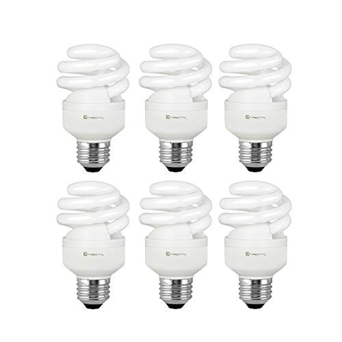 Compact Fluorescent Light Bulb T2 Spiral CFL, 4100k Cool White, 9W (40 Watt Equivalent), 540 Lumens, E26 Medium Base, 120V, UL Listed (Pack of 6)